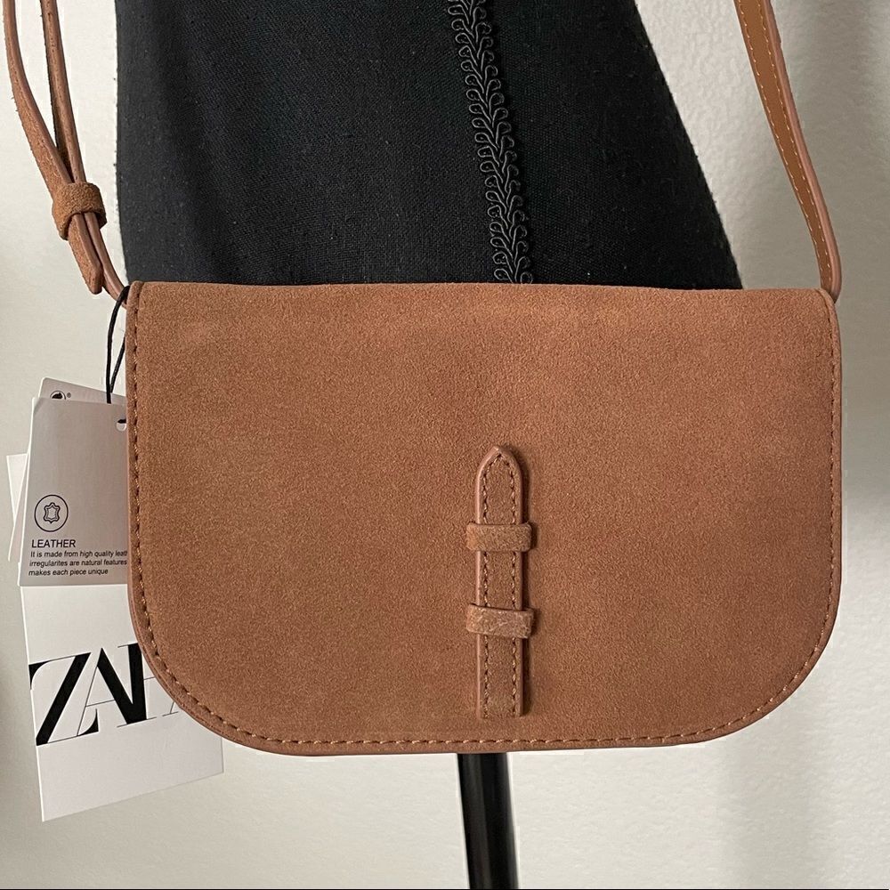 NWT Zara Split Leather Crossbody - Picture 2 of 11